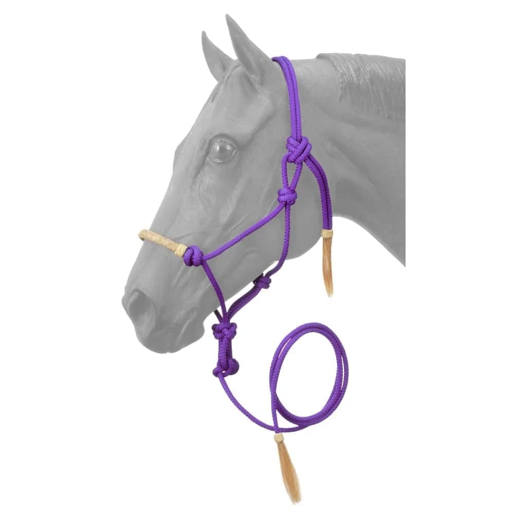 Tough 1 Rawhide Noseband Rope Halter with Lead - Purple | Western Style, 10ft Poly Nylon Rope - main product image