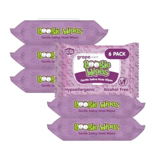 Boogie Gentle Saline Nose Wipes Grape Scent | Hypoallergenic & Alcohol-Free, 180 Count thumbnail 1