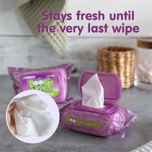 Boogie Gentle Saline Nose Wipes Grape Scent | Hypoallergenic & Alcohol-Free, 180 Count thumbnail 6