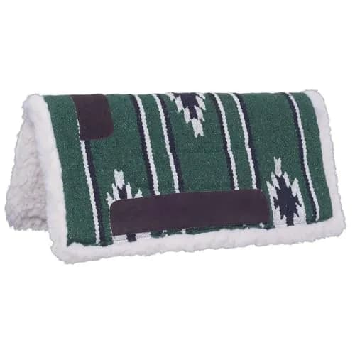Tough 1 Sierra Saddle Pad 19 x 19 Hunter Green/Black/Cream | Soft fleece cushion for western riding thumbnail 1