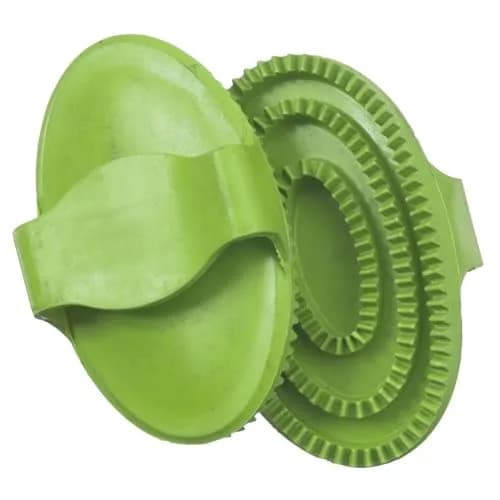 Tough 1 Large Rubber Curry Comb - Neon Green | Durable Grooming Tool for Horses thumbnail 1