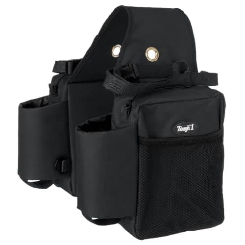 Tough 1 Saddle Bag with Bottle Holders - Black | Durable Nylon Outer Shell with Insulated Water Bottle Pockets thumbnail 1