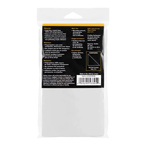 Lineco Self-Adhesive Polypropylene Mounting Corners 3 Inch | Acid-Free, Archival Quality, 100 PCS thumbnail 2