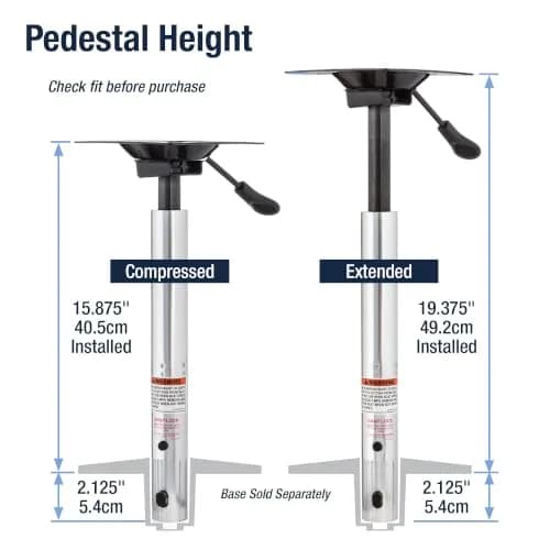 attwood Snap-Lock Seat Pedestal 15.8-19.3 Inch | Corrosion-Resistant Aluminum, Adjustable Height, Secure Locking Clip, 5.25” Mount thumbnail 2