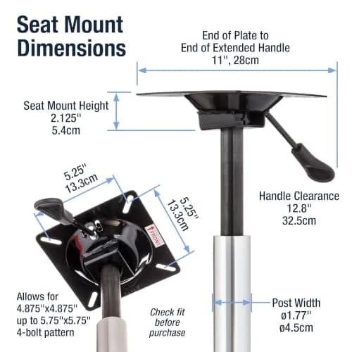 attwood Snap-Lock Seat Pedestal 15.8-19.3 Inch | Corrosion-Resistant Aluminum, Adjustable Height, Secure Locking Clip, 5.25” Mount thumbnail 3
