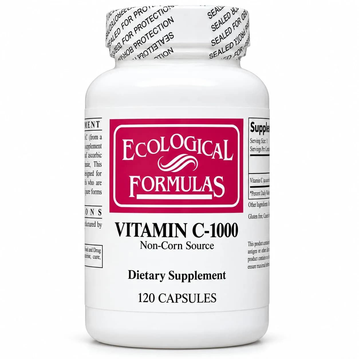 Ecological Formulas Vitamin C-1000 Capsules 120 Count | High Potency, Gluten-Free, Adult Dietary Supplement - main product image