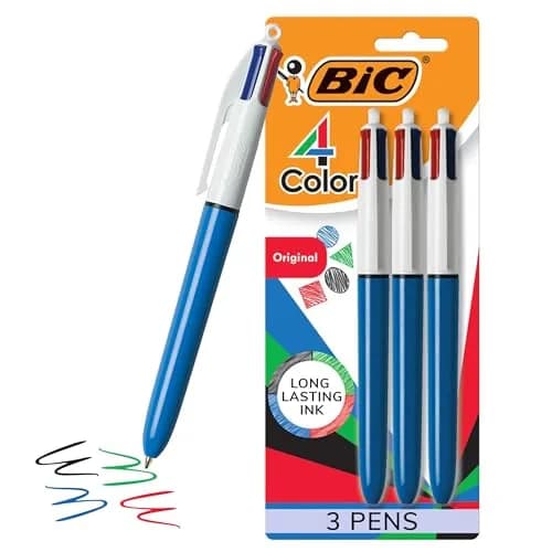 BIC 4-Color Original Retractable Ballpoint Pen 3-Count | Smooth Ink Flow for Students & Professionals thumbnail 1