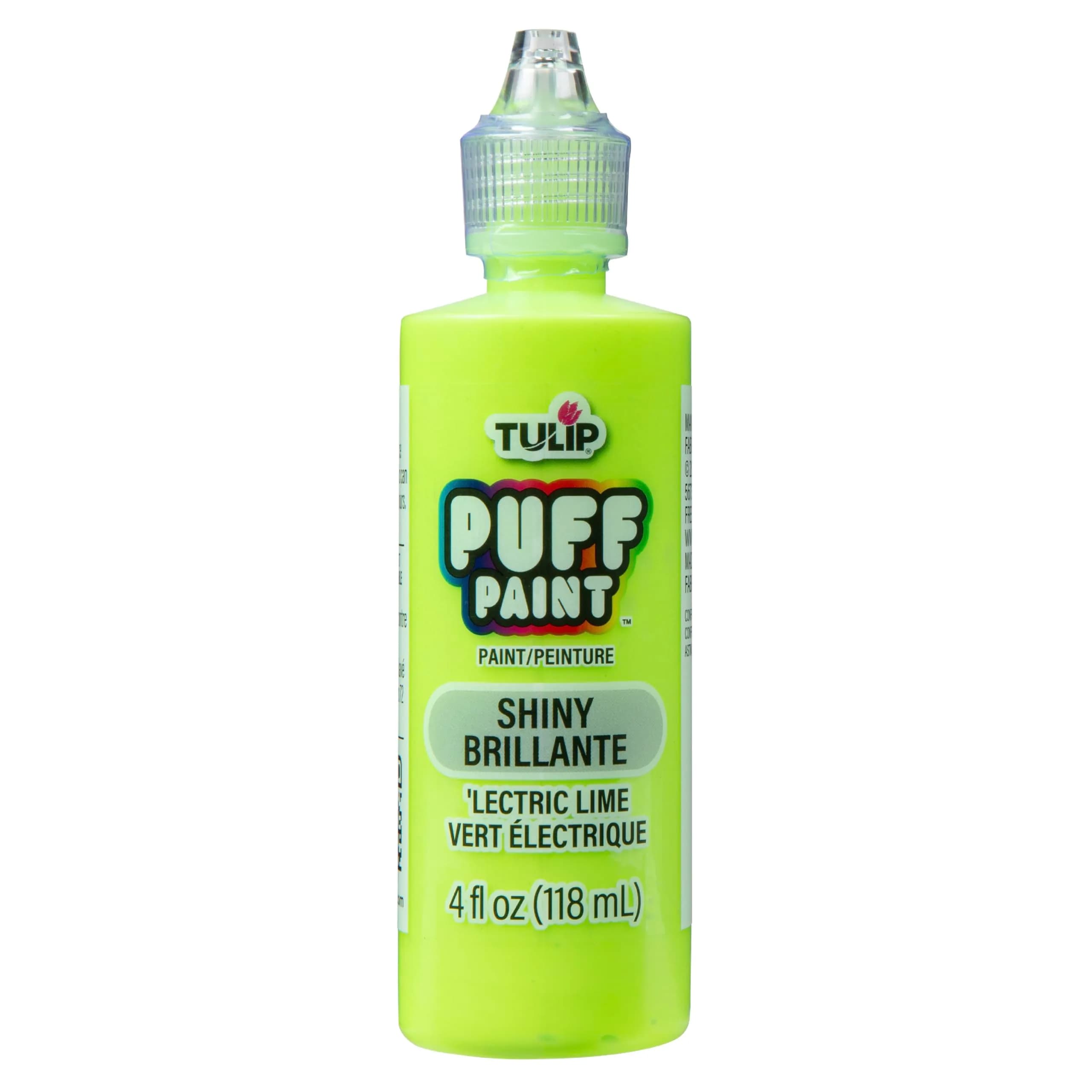 Tulip Dimensional Fabric Paint Glitter Diamond 4 Fl Oz (118 ml) | Permanent & Washable Puffy Texture — SHINY LECTRIC LIME