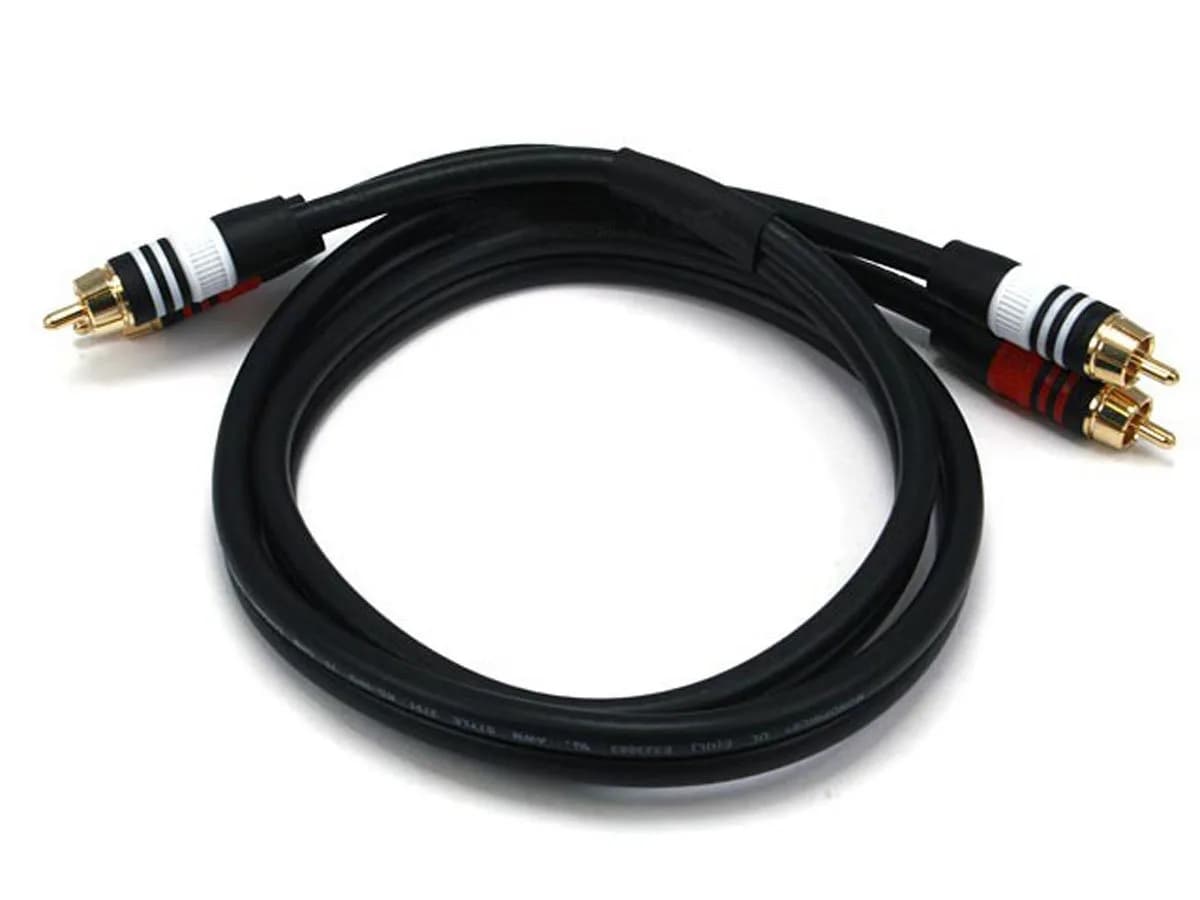 Monoprice Premium Two-Channel Audio Cable 3ft Black | Gold-Plated RCA Connectors