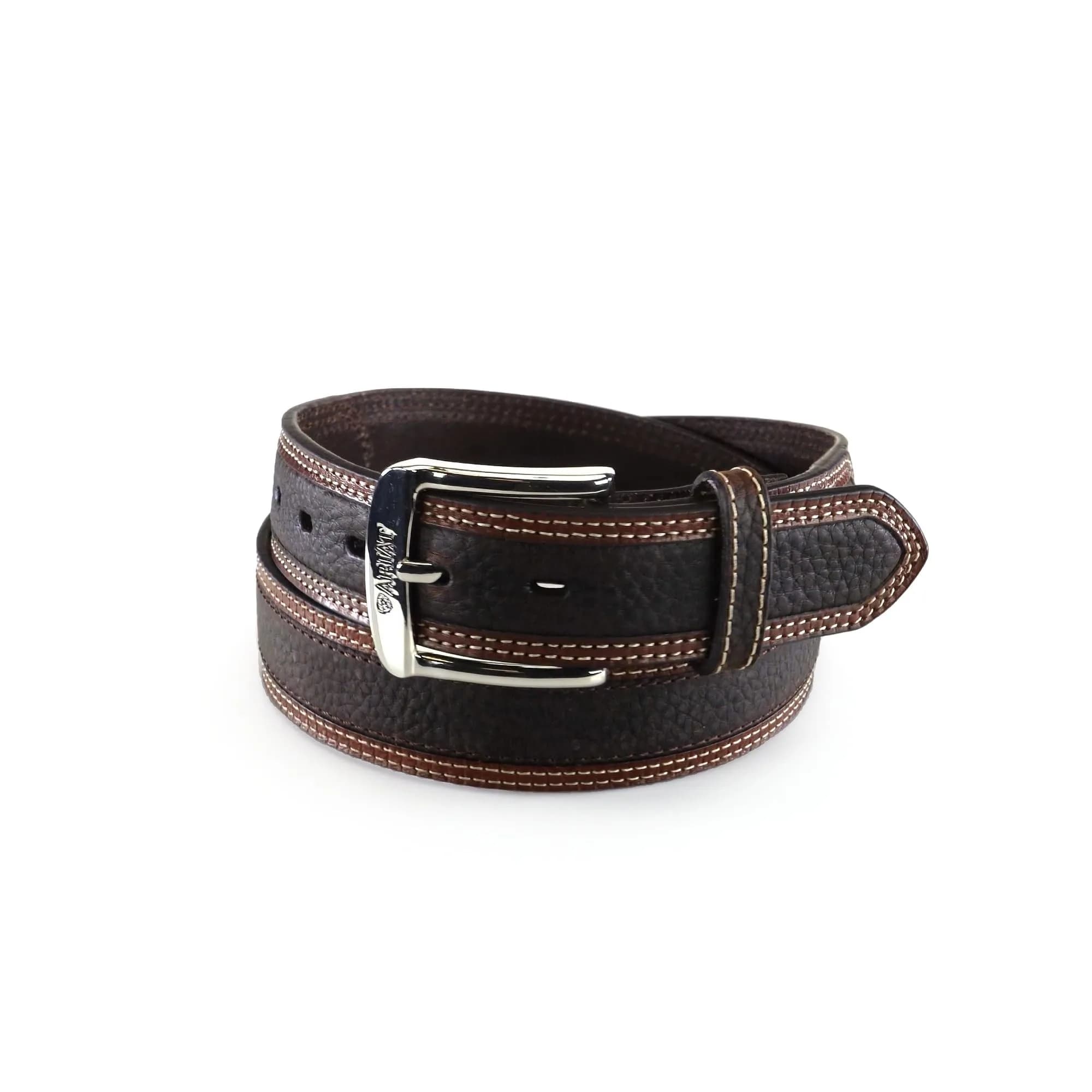 ARIAT Men's Two-Tone Oiled Leather Belt with Reinforced Holes, Brown, 36 | Durable Western Style Accessory - main product image