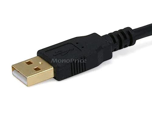 Monoprice 6' USB 2.0 A Male to Mini-B 5 Pin Male Cable with Ferrite Core and Gold Plated, Black | Fully Shielded, 28/24AWG thumbnail 2