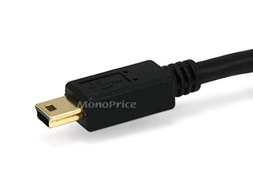 Monoprice 6' USB 2.0 A Male to Mini-B 5 Pin Male Cable with Ferrite Core and Gold Plated, Black | Fully Shielded, 28/24AWG thumbnail 3