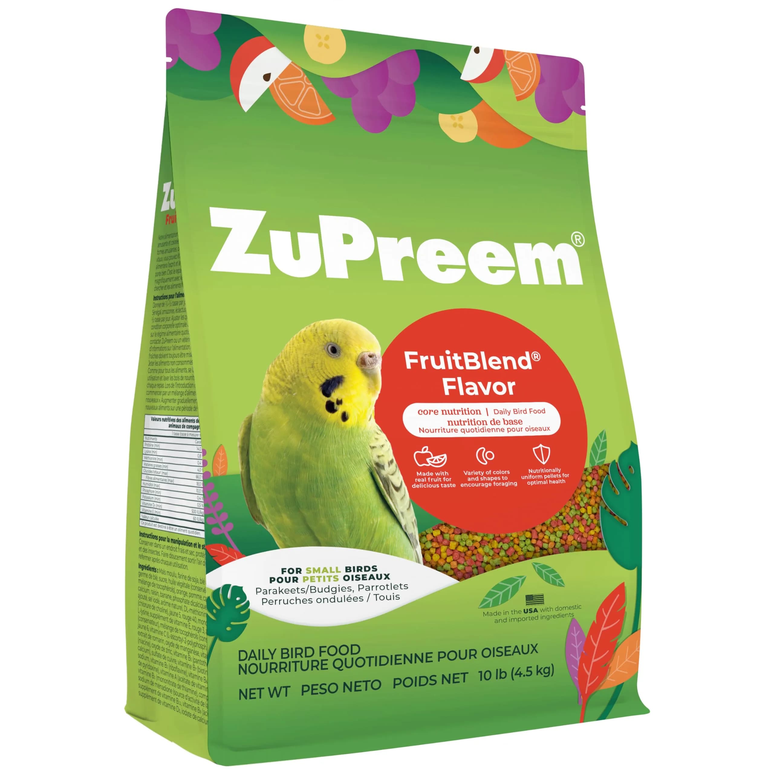 ZuPreem Smart Selects Parakeet & Budgie Food 907g (2 lb) | Balanced Nutrition for Small Birds — 10 Pound