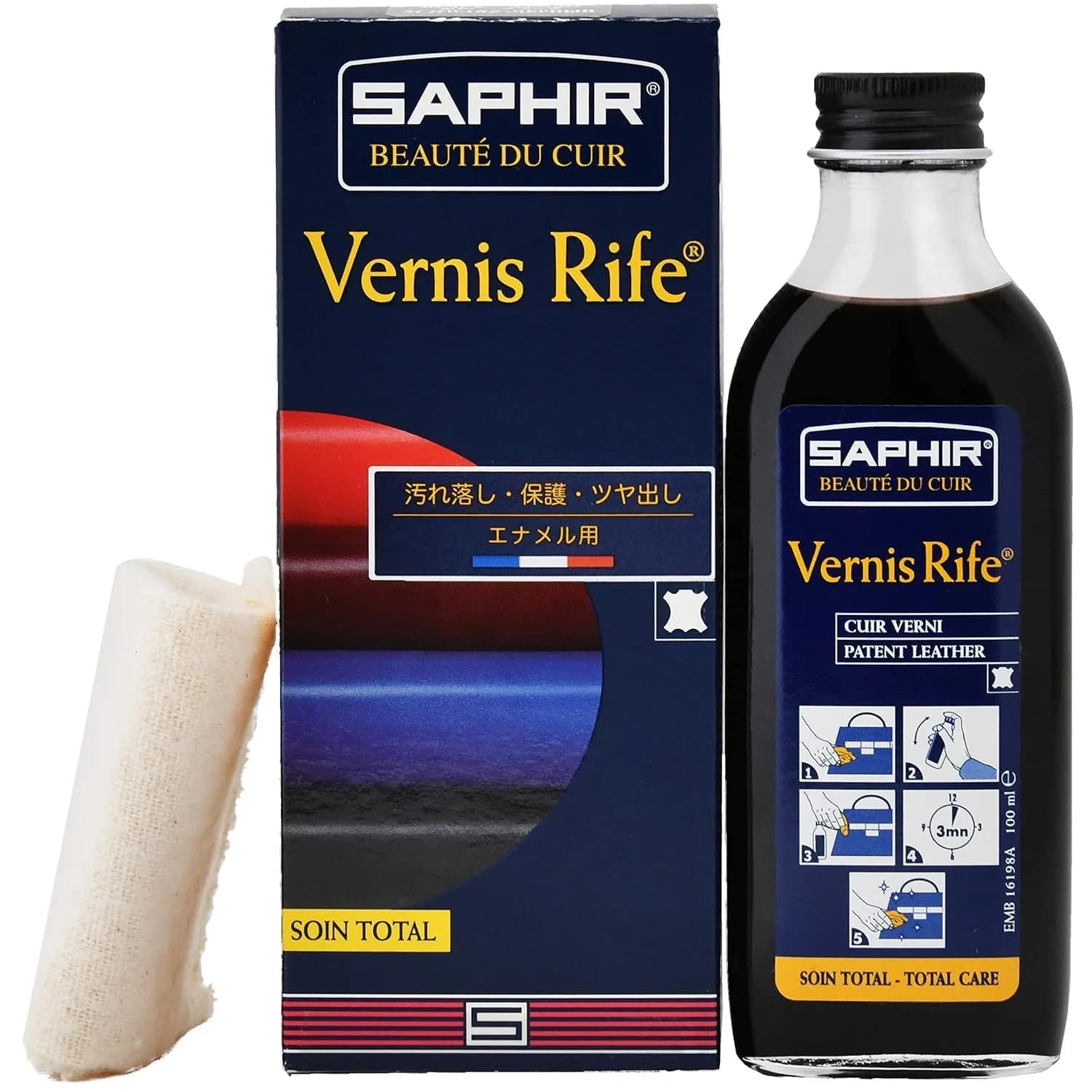 SAPHIR Vernis Rife Patent Leather Cleaner 100ml (3.38 Fl Oz) | Cleans, Shines, Protects Against Cracking - main product image