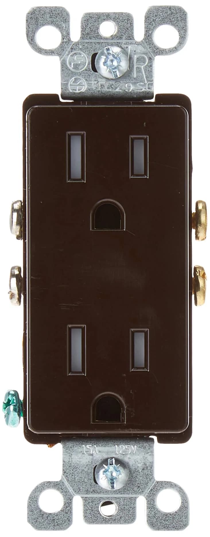 Leviton 15 Amp Decora Tamper-Resistant Duplex Electrical Wall Outlet, T5325-W, White | Child-Safe, Long-Lasting, UL & CSA Certified — Brown