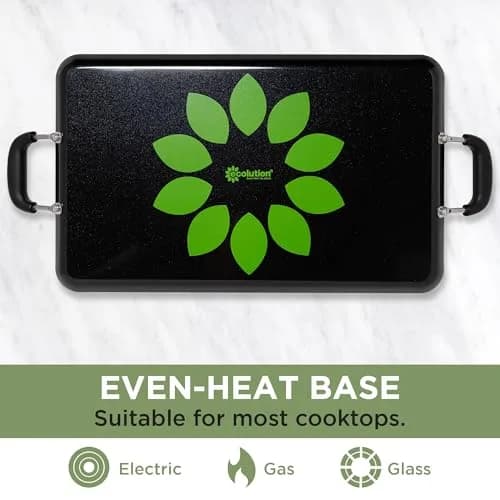 Ecolution Artistry Nonstick Double Burner Griddle 12" x 18" | Easy To Clean, Dishwasher Safe, Cool Touch Handle thumbnail 4