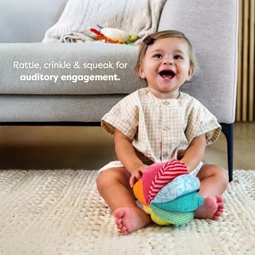 HABA Rainbow Baby Ball - 15cm (6") Machine Washable Sensory Toy | Ideal Baby Toy for Teething, Tummy Time Toys for Ages 6 Months & up thumbnail 2