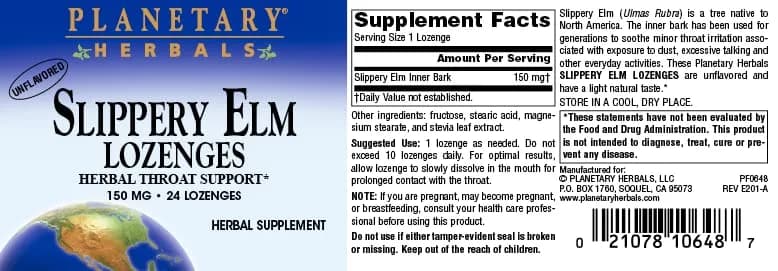 Planetary Herbals Slippery Elm Lozenges, Herbal Throat Support, 24 Lozenge thumbnail 5