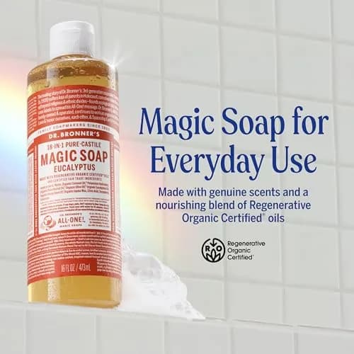 Dr. Bronner's Eucalyptus Pure-Castile Liquid Soap 237ml (8 Fl Oz) | Gentle & Biodegradable Body Wash thumbnail 2