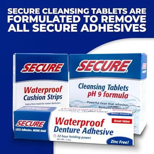 Secure Denture Adhesive Cream 1.4 Oz (5.6 Oz Total) | Waterproof Seal, Zinc-Free, Food Grade thumbnail 9
