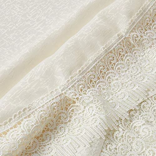 Violet Linen Treasure Lace Tablecloth Ivory 70" Round | Elegant Lace Border for Dining (70" Round, Ivory) thumbnail 2