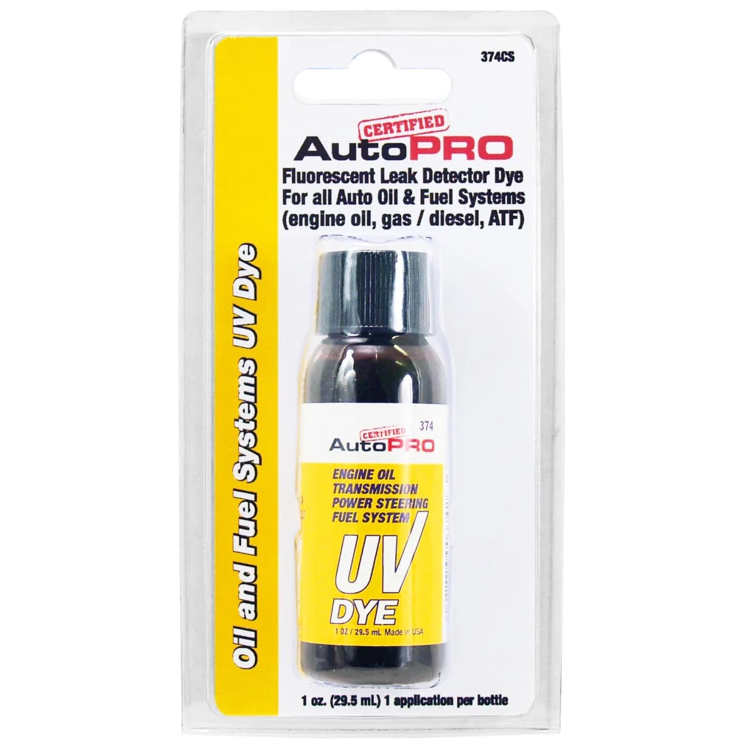 A/C Pro Certified Oil and Fuel System UV Dye Leak Detector 1 oz (29.57 ml) | Professional Grade for Cars - main product image