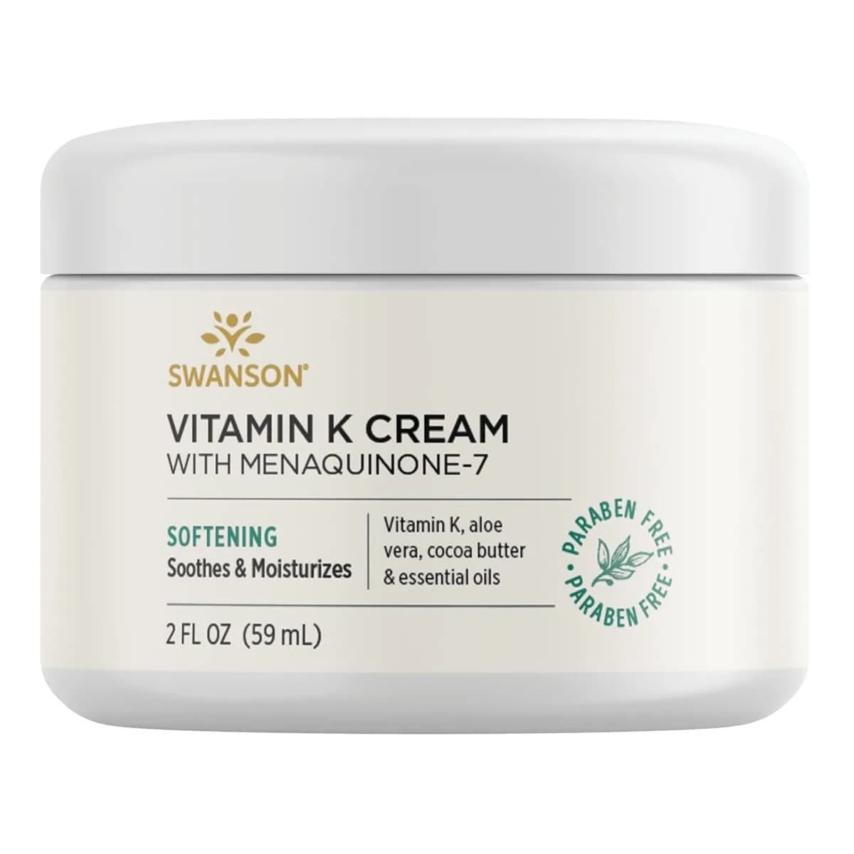 Swanson Vitamin K Cream with Menaquinone-7 59ml (2 fl oz) 2-Pack | Brightens Dark Circles — 2 Fl Oz