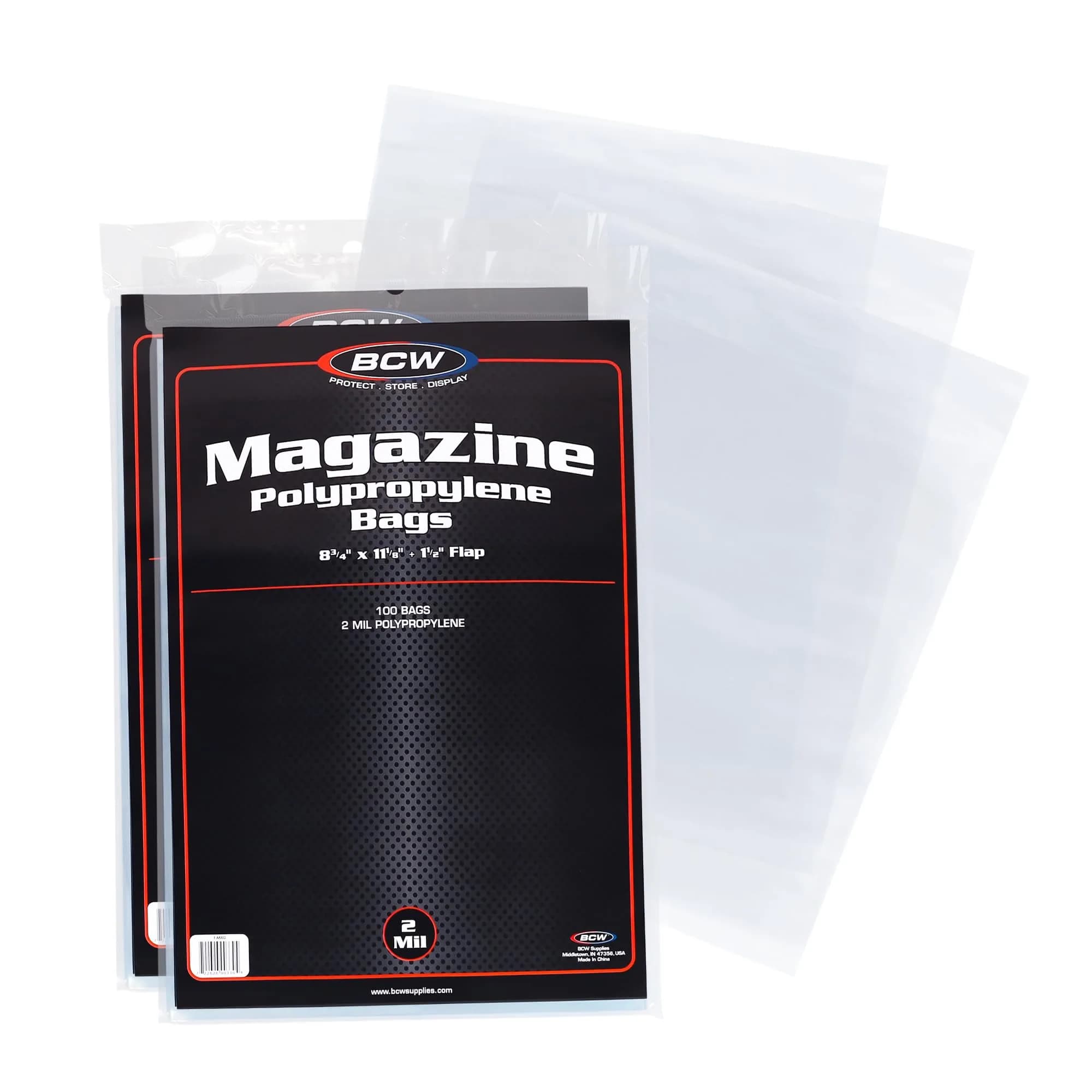 BCW Magazine Bags - 200 Count | Fits Standard 8.5 x 11 Inch Magazines | Acid-Free Polypropylene Sleeves for Collectors - main product image
