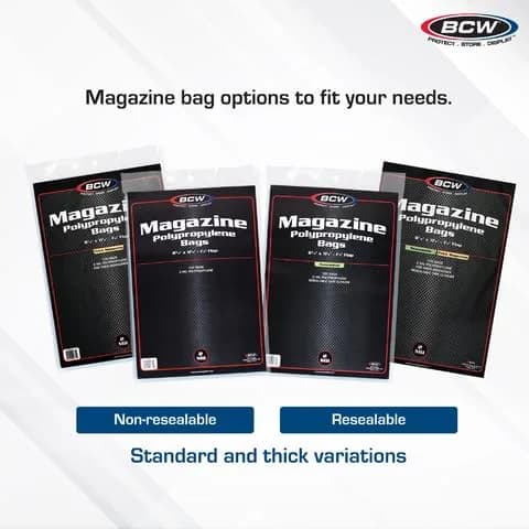 BCW Magazine Bags - 200 Count | Fits Standard 8.5 x 11 Inch Magazines | Acid-Free Polypropylene Sleeves for Collectors thumbnail 8