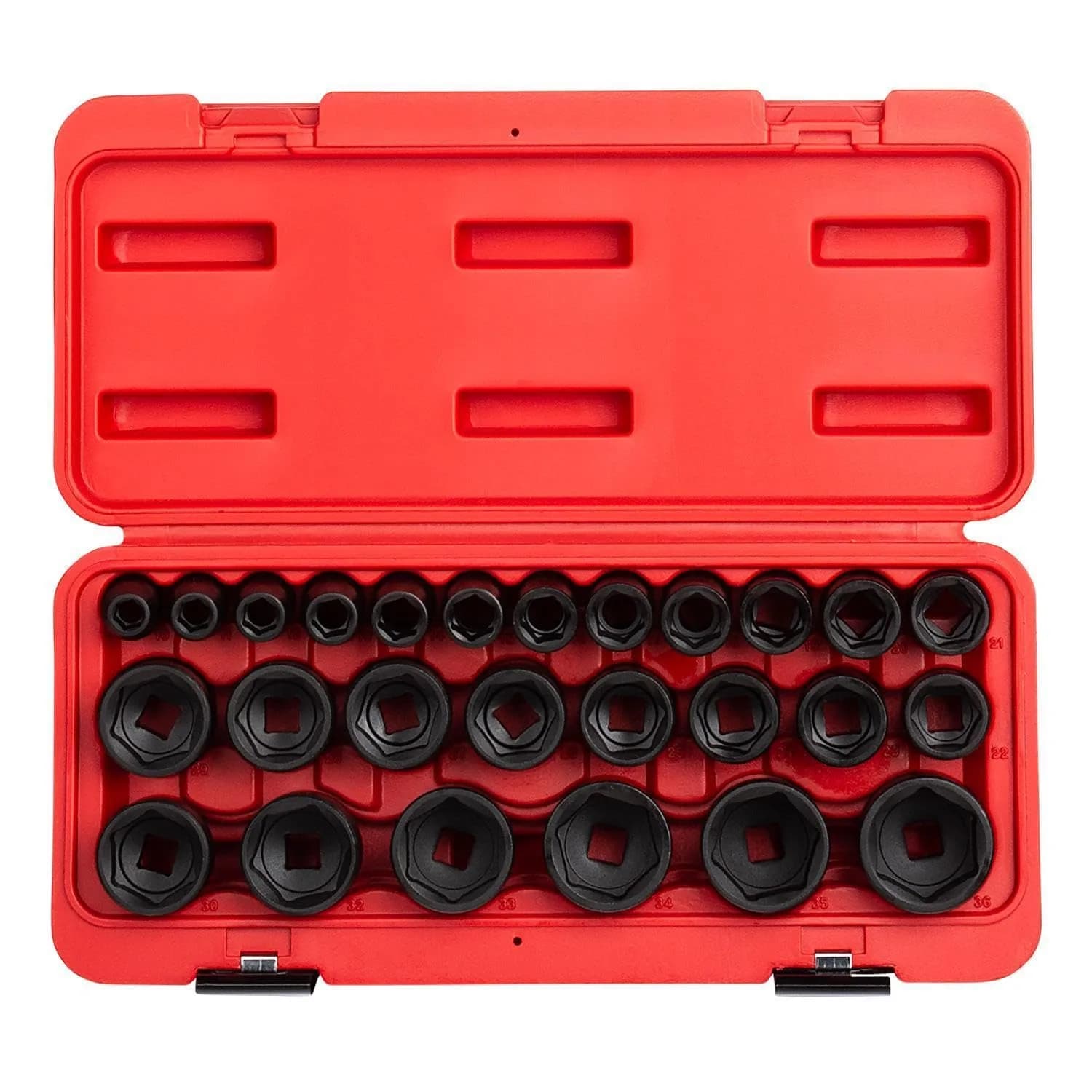 Sunex 2645 1/2 Inch Drive Impact Socket Set 26-Piece, Metric, 10mm-36mm | Heavy Duty Alloy Steel for Automotive - main product image