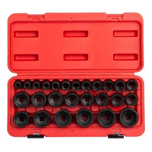 Sunex 2645 1/2 Inch Drive Impact Socket Set 26-Piece, Metric, 10mm-36mm | Heavy Duty Alloy Steel for Automotive thumbnail 1