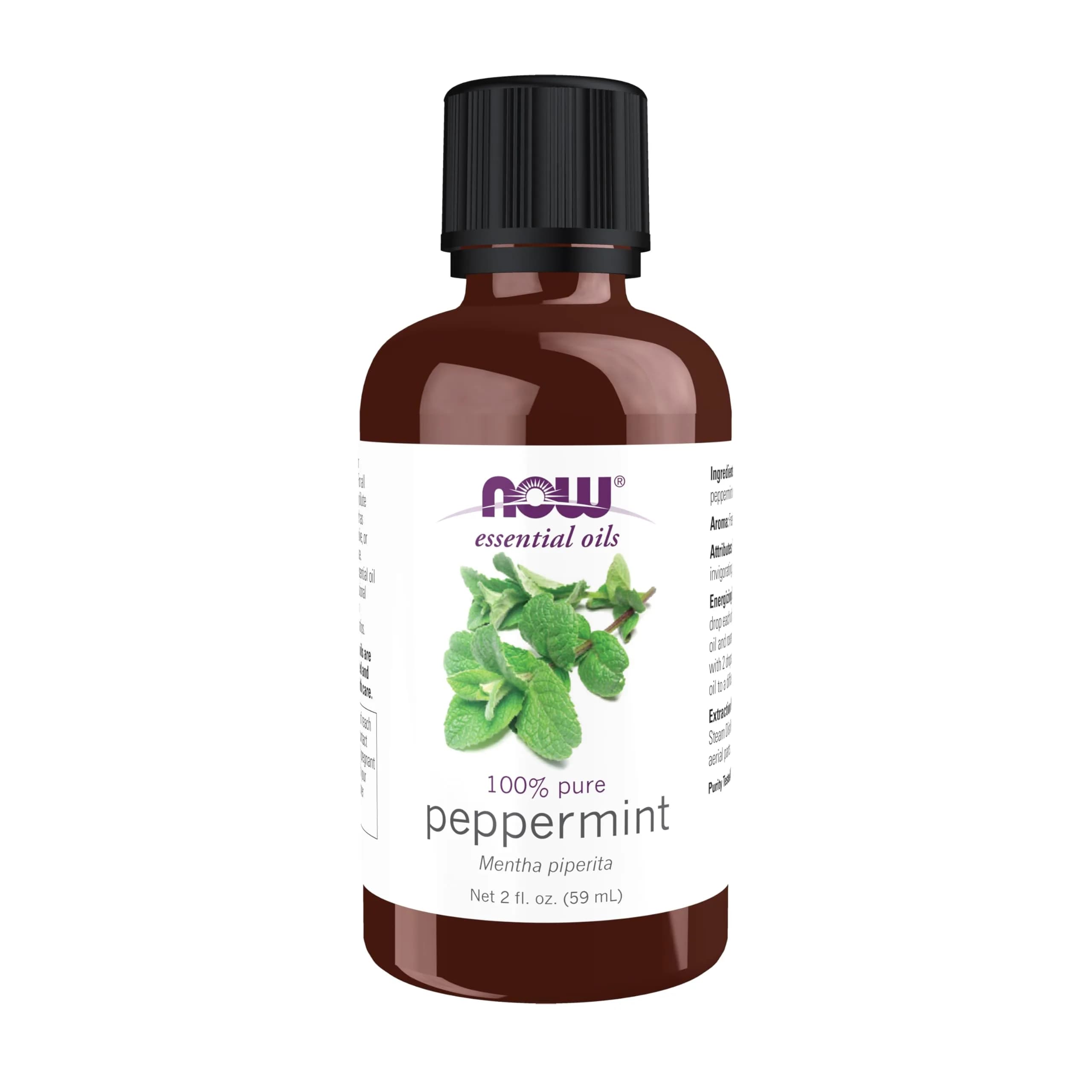 NOW Peppermint Essential Oil 30ml (1 fl Oz) | Steam Distilled, Undiluted, Revitalizing — 2 Fl Oz
