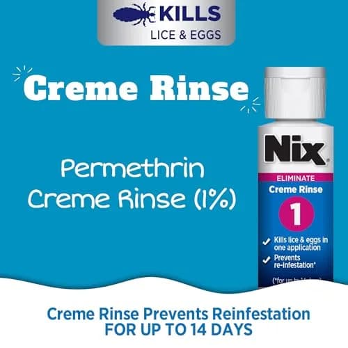 Nix Lice Treatment Kit Permethrin Crème Rinse & Lice Comb 2 Fl Oz (59 ml) | Pediatrician-Recommended Lice Removal thumbnail 2