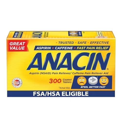 ANACIN Aspirin & Caffeine Tablets 300 Count | Fast Headache & Pain Relief thumbnail 1