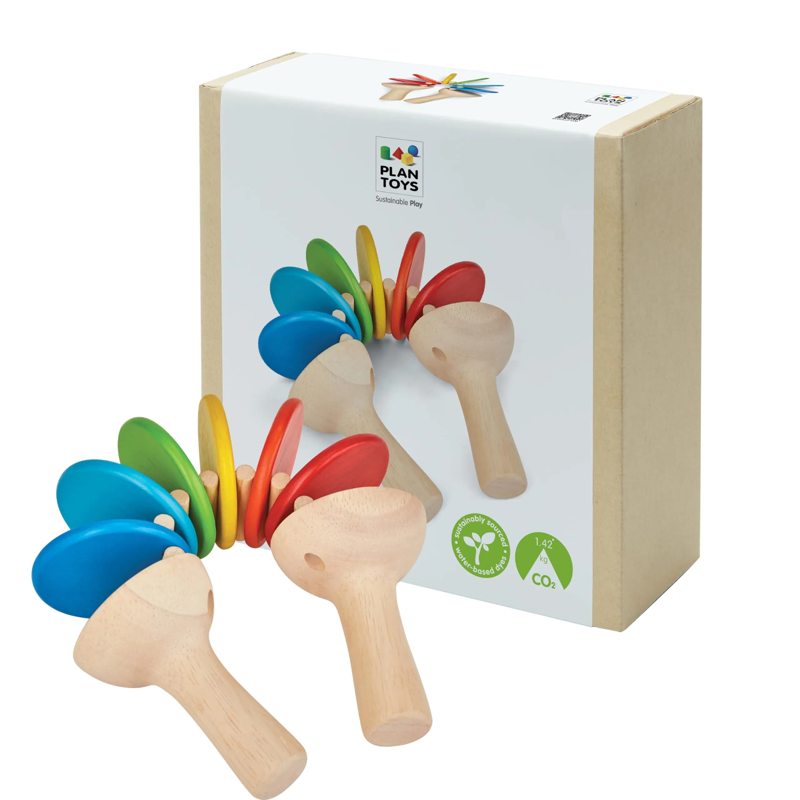PlanToys Wooden Clatter Toy Montessori Sound & Rhythm Baby Sensory Gift | Eco-Friendly Wooden Musical Toy for Infants - main product image