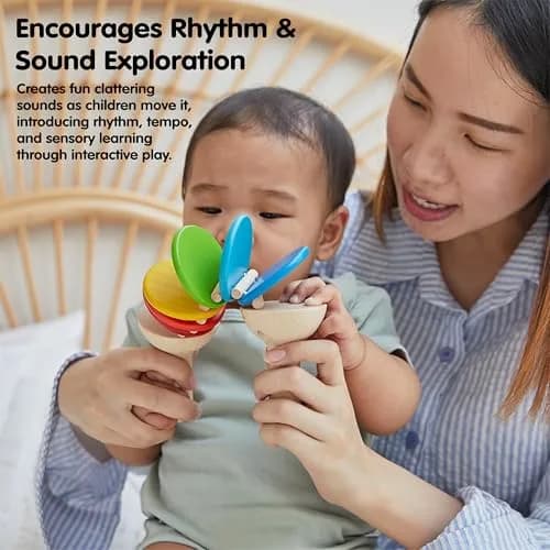 PlanToys Wooden Clatter Toy Montessori Sound & Rhythm Baby Sensory Gift | Eco-Friendly Wooden Musical Toy for Infants thumbnail 5