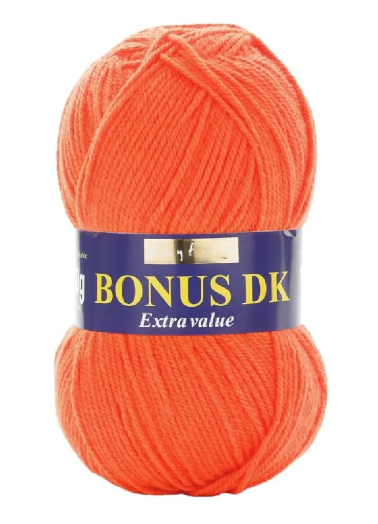 Sirdar Hayfield Bonus DK Yarn - Biscuit - 100g (3.5oz) | 280m (306yds) - Versatile Double Knitting — Bright Orange