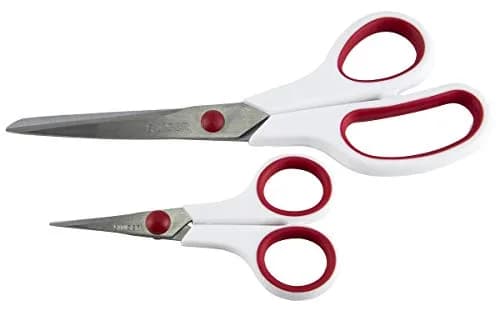 Singer Fabric & Craft Scissors Set, Red & White, 8.5-inch & 4.75-inch | Stainless Steel Blades for Precision & Comfort thumbnail 2