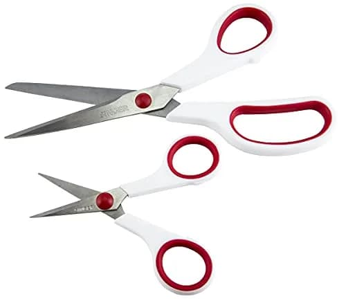 Singer Fabric & Craft Scissors Set, Red & White, 8.5-inch & 4.75-inch | Stainless Steel Blades for Precision & Comfort thumbnail 3