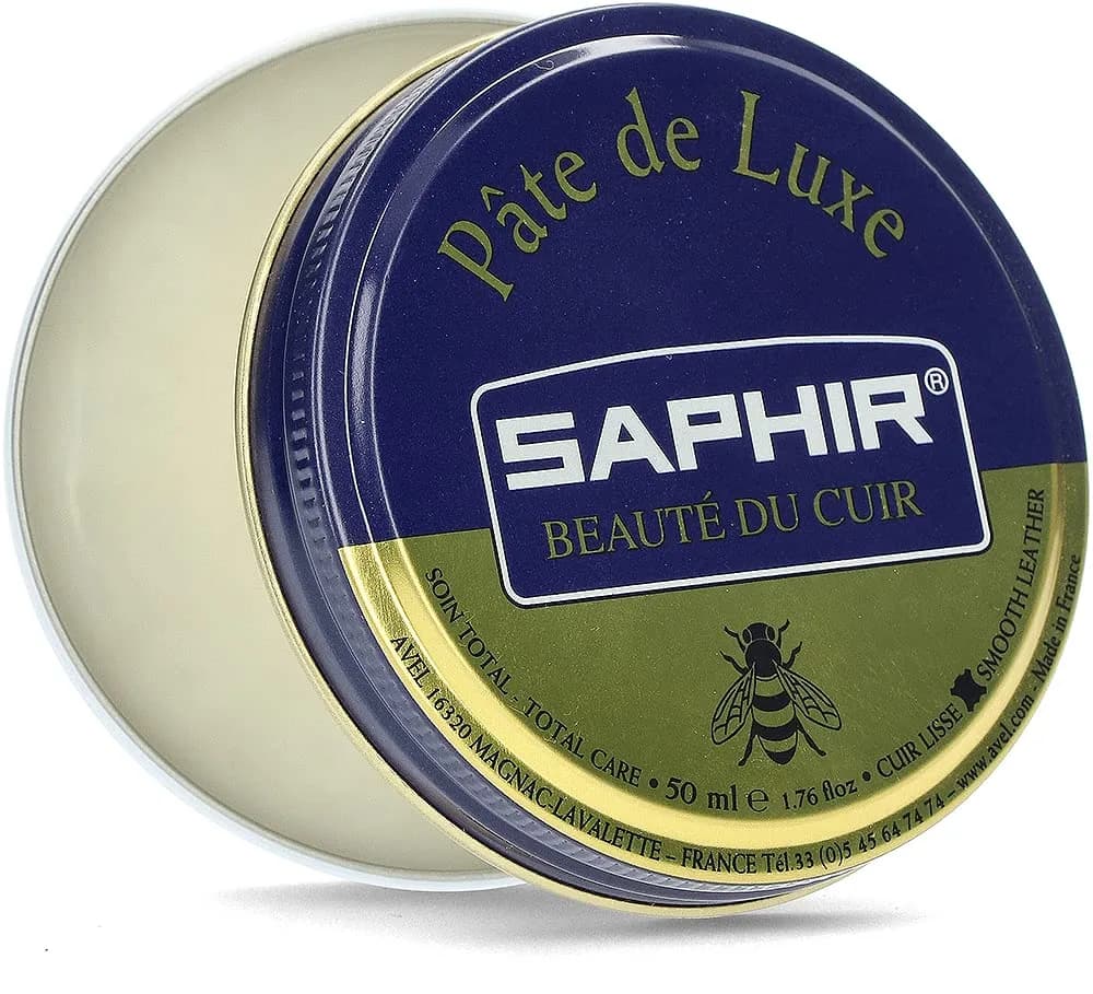 Saphir Pâté De Luxe Wax Shoe Polish 50ml (1.69 Fl Oz) Neutral | Superior Shine & Protection for Smooth Leather
