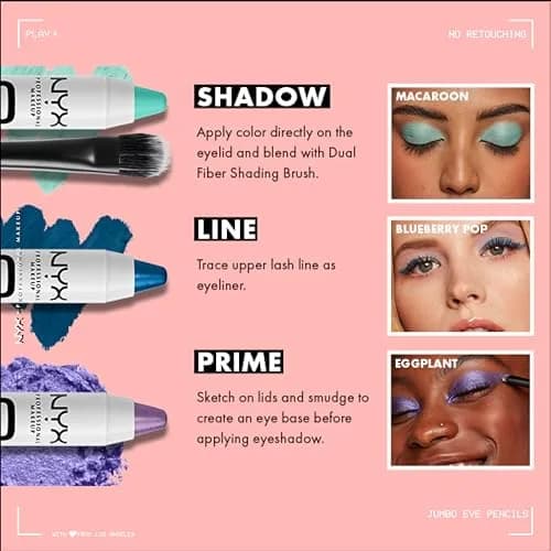 NYX PROFESSIONAL MAKEUP Jumbo Eye Pencil, Blendable Eyeshadow Stick & Eyeliner Pencil - Iced Latte (Mauve Brown) | PETA Certified Cruelty-Free thumbnail 7