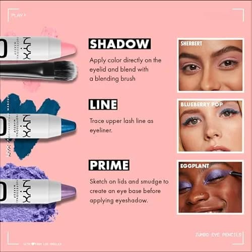 NYX PROFESSIONAL MAKEUP Jumbo Eye Pencil Blueberry Pop (Blue) 0.18 oz (5 ml) | Blendable Eyeshadow Stick & Eyeliner thumbnail 6