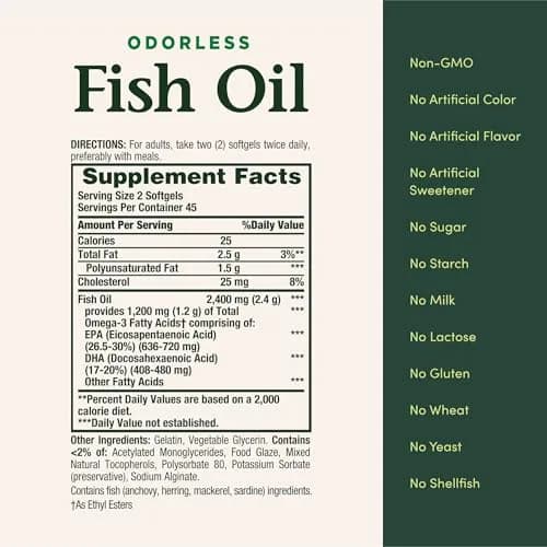 Nature's Bounty Odorless Fish Oil 1200mg Omega-3 90 Count thumbnail 5