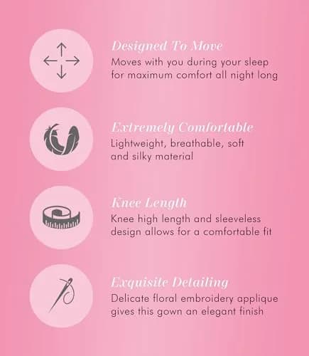 Exquisite Form Nightgown, Azure Mist, 3X US | All-Season Silky Nylon Sleepwear thumbnail 3