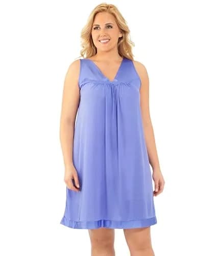 Exquisite Form Women's 30107 Nylon Tricot Sleeveless Nightgown | All-Season Comfort & Elegant Floral Details thumbnail 1