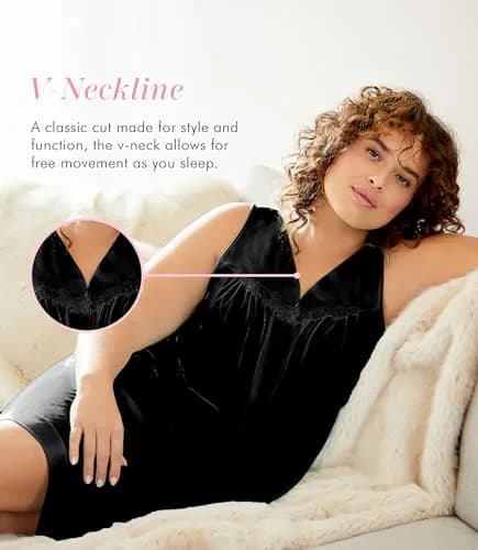 Exquisite Form Nightgown_Nightshirt Mid Rise Sleeveless Nylon Black X-Large | All-Season Comfort thumbnail 2