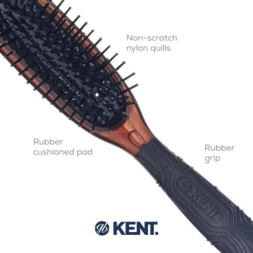 KENT HeadHog Detangler Brush with Ergonomic Rubber Grip, Anti-Static Nylon Bristles | 2.27 kg (5 lb) thumbnail 5