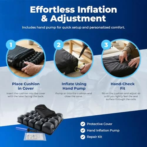 Roho Mosaic 16" x 16" Wheelchair Air Cushion, Standard Cover | 143kg (315lb) Weight Limit thumbnail 6