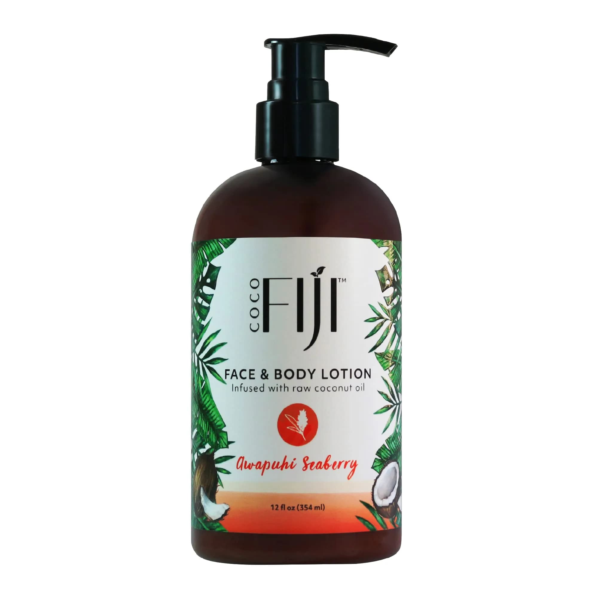Organic Fiji Coconut Face & Body Lotion 12 oz | Deep Moisturizer for Dry & Sensitive Skin — Awapuhi Seaberry / 12 Fl Oz