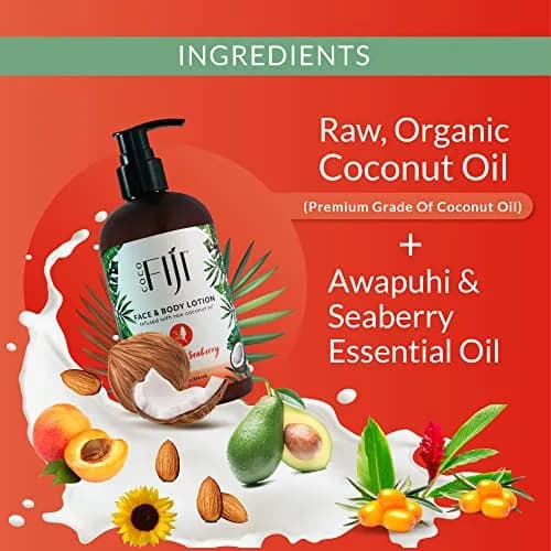 Organic Fiji Coconut Oil Infused Face & Body Lotion 12 oz | Deep Moisturizer for Sensitive Skin thumbnail 6